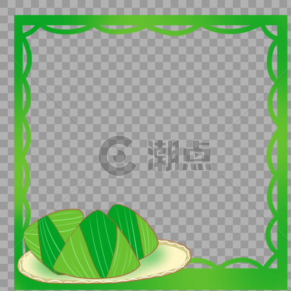 创意端午节美味粽子简约绿色边框图片素材免费下载