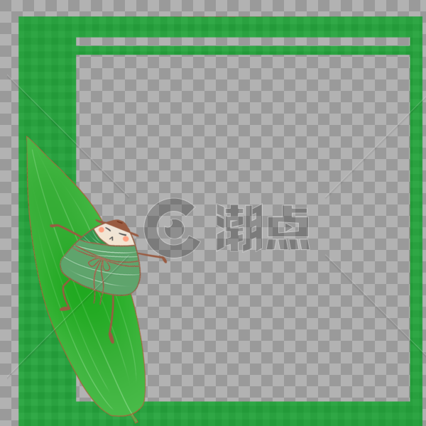 创意端午节卡通粽子简约绿色边框图片素材免费下载