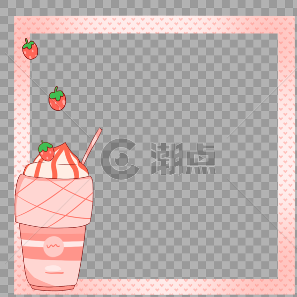 创意美味草莓甜品简约美观粉色边框图片素材免费下载