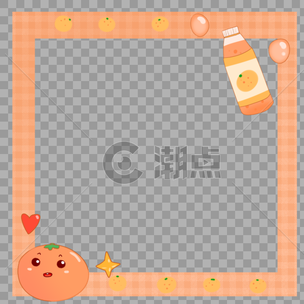 创意美味橙子和橙汁简约橘色边框图片素材免费下载