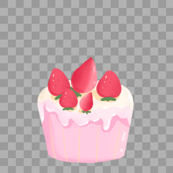Q版萌系粉色草莓蛋糕图片素材免费下载