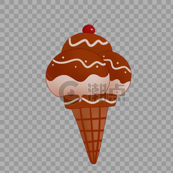 卡通手绘美味樱桃巧克力冰淇凌图片素材免费下载