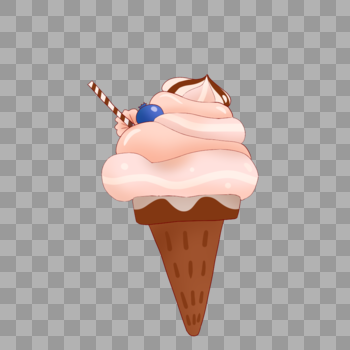 卡通手绘美味蓝莓冰淇凌图片素材免费下载
