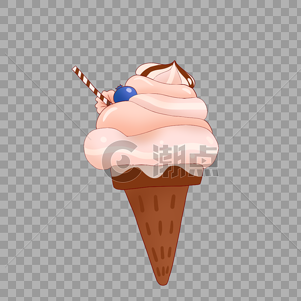 卡通手绘美味蓝莓冰淇凌图片素材免费下载