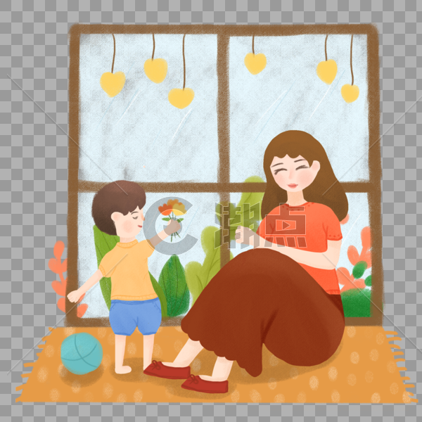母亲节人物手绘插画元素图片素材免费下载
