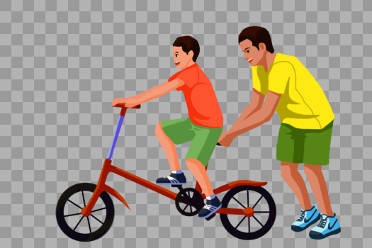 教孩子骑自行车的父亲图片素材免费下载