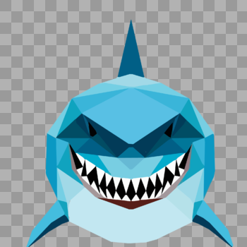 晶状鲨鱼正面卡通头像图片素材免费下载