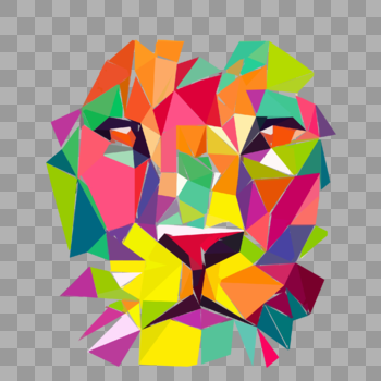 晶状狮子平面头像图片素材免费下载