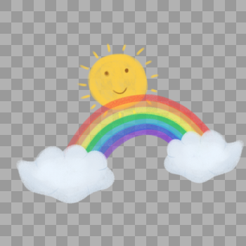 手绘彩虹太阳云朵图片素材免费下载