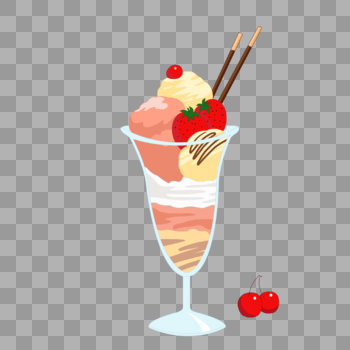 夏天凉爽樱桃冰淇淋元素图片素材免费下载