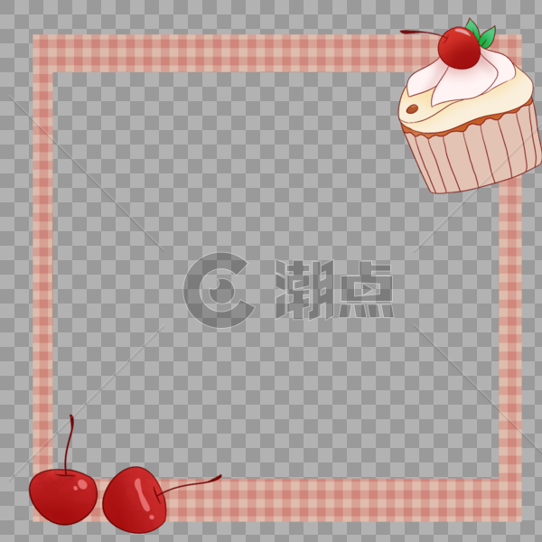创意美味水果樱桃蛋糕简约格子边框图片素材免费下载