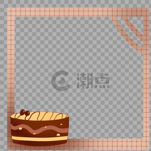 创意美味蛋糕简约格子布边框图片素材免费下载