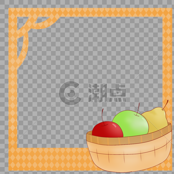 创意新鲜美味水果简约格子布橘色边框图片素材免费下载