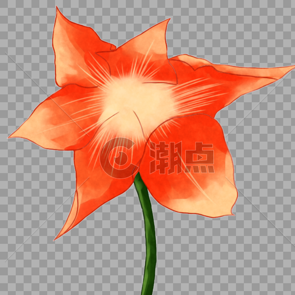 橙色水彩效果花朵图片素材免费下载