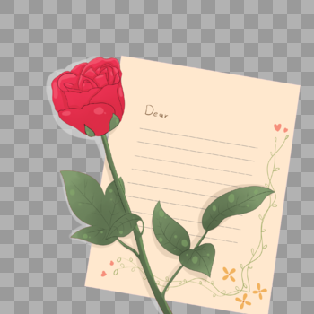 玫瑰花和信图片素材免费下载