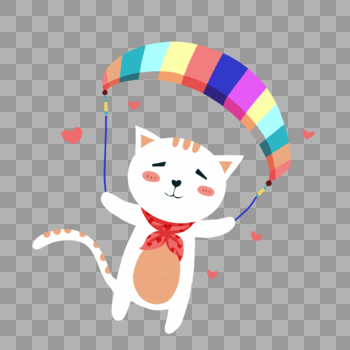 降落伞猫咪图片素材免费下载