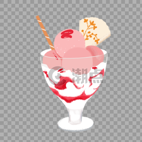 夏日甜品草莓冰激凌元素下载图片素材免费下载