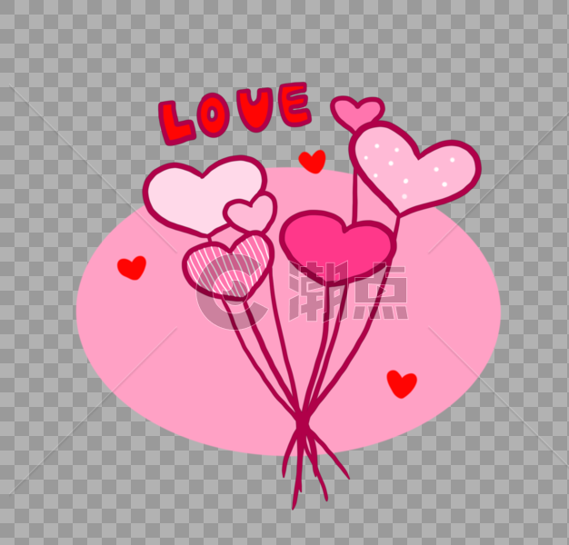 卡通手绘粉色浪漫心形气球图片素材免费下载