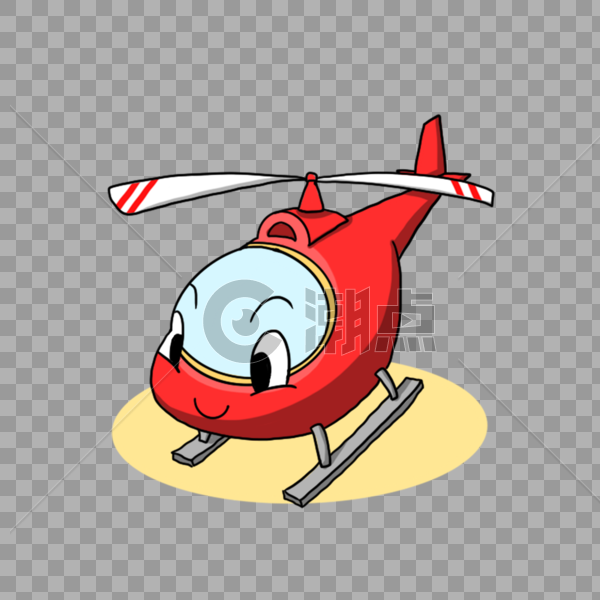 卡通手绘交通工具红色直升机图片素材免费下载