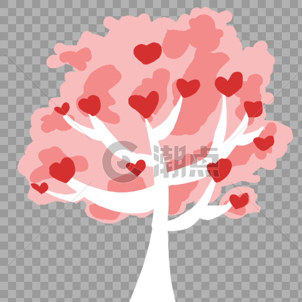 粉色爱心树图片素材免费下载