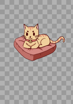 一只可爱的猫趴在垫蒲上图片素材免费下载