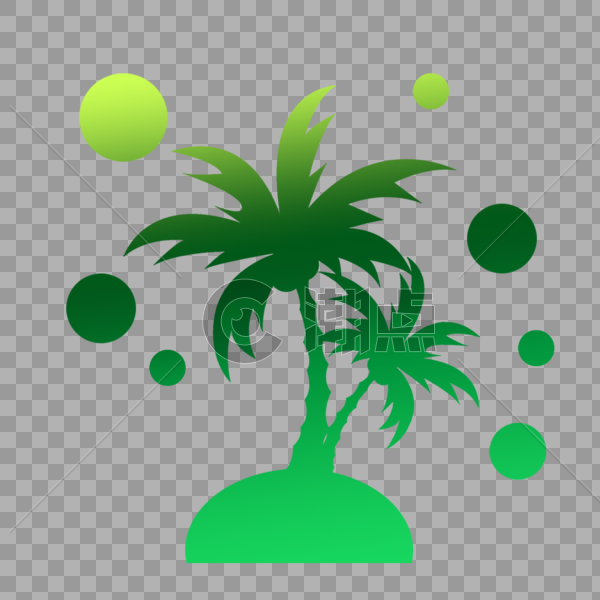 绿色椰子树剪影图片素材免费下载