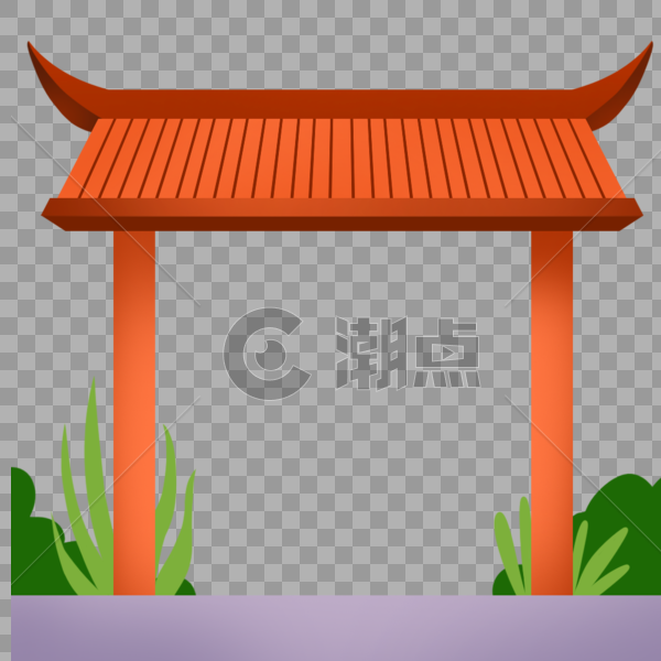 中式红门边框图片素材免费下载