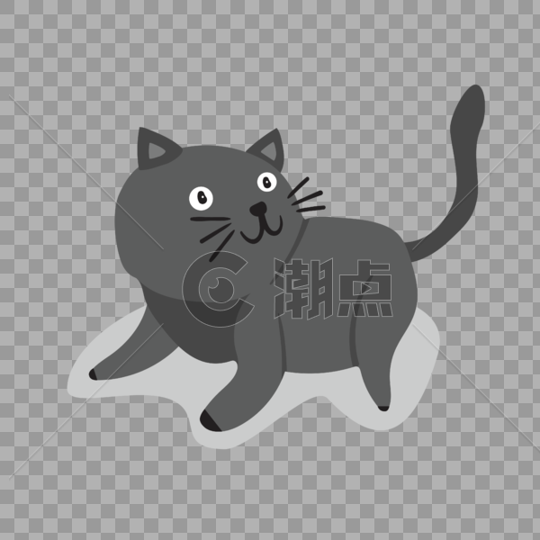 卡通可爱灰猫矢量图图片素材免费下载