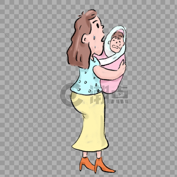 妈妈抱着婴儿喂奶卡通漫画图片素材免费下载