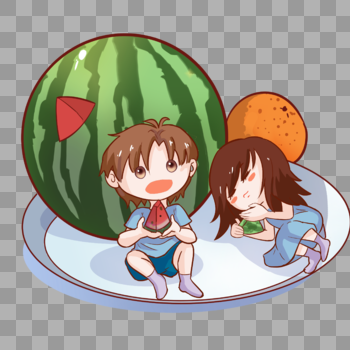 吃西瓜的孩子图片素材免费下载