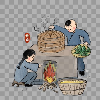 端午节包粽子蒸粽子图片素材免费下载
