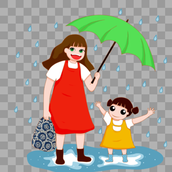 帮孩子打伞的母亲图片素材免费下载