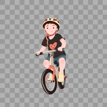 卡通创意骑自行车的男孩图片素材免费下载