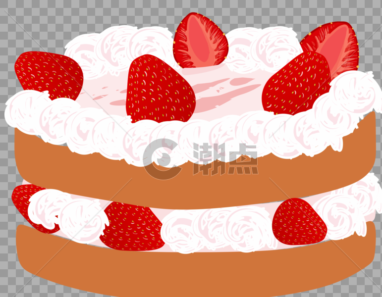 草莓夹层蛋糕矢量PNG元素图片素材免费下载