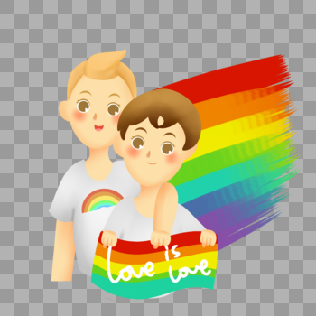 同性情侣举彩虹旗图片素材免费下载