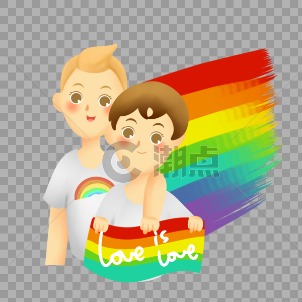 同性情侣举彩虹旗图片素材免费下载