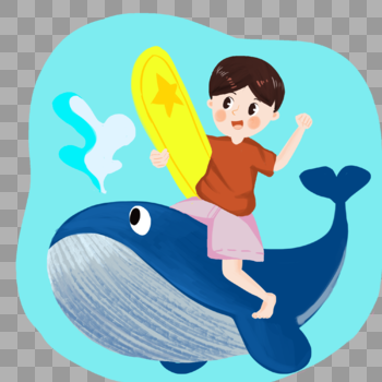 骑着鲸鱼的男孩图片素材免费下载