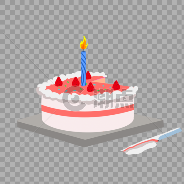 草莓生日蛋糕元素图片素材免费下载