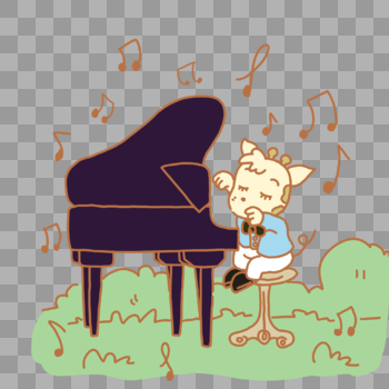 弹钢琴的小鹿图片素材免费下载