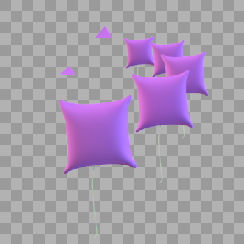立体紫色漂浮抱枕图片素材免费下载
