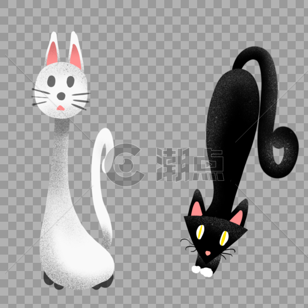 可爱黑白猫咪组合图片素材免费下载