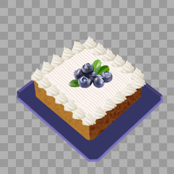 手绘奶油蓝莓蛋糕图片素材免费下载