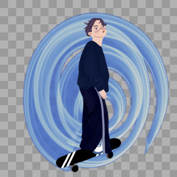 玩滑板的炫酷男手绘png免抠素材图片素材免费下载