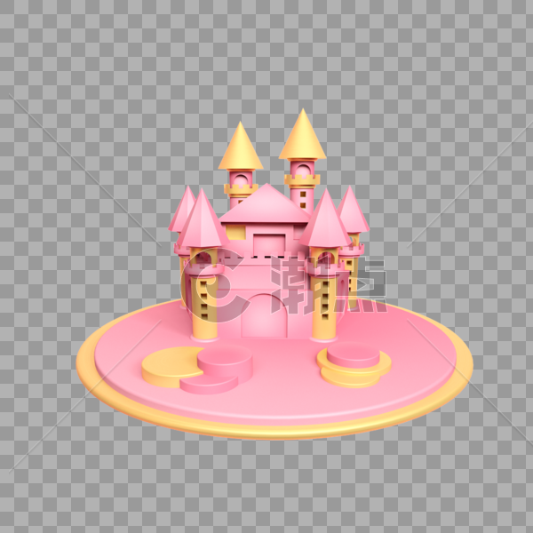 粉金色城堡舞台装饰图片素材免费下载