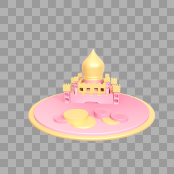 创意粉金色城堡舞台装饰图片素材免费下载