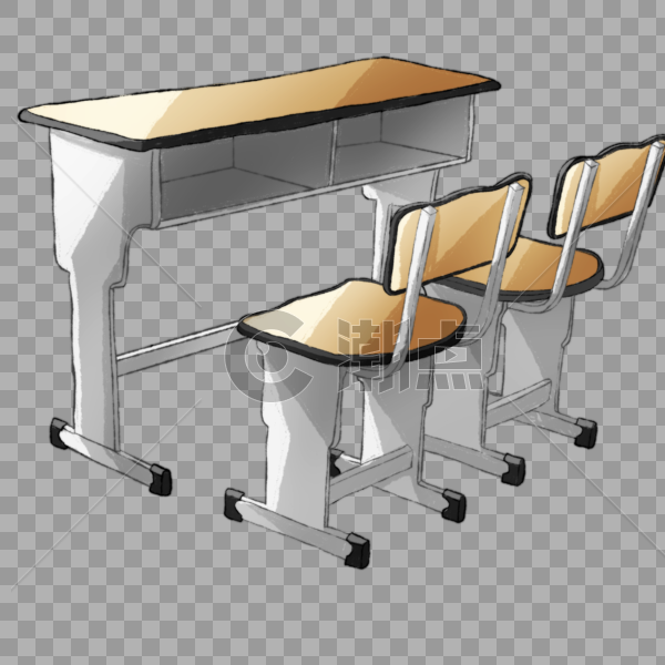双人木质课桌椅子图片素材免费下载