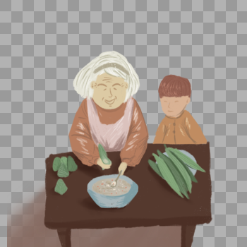 外婆包粽子图片素材免费下载
