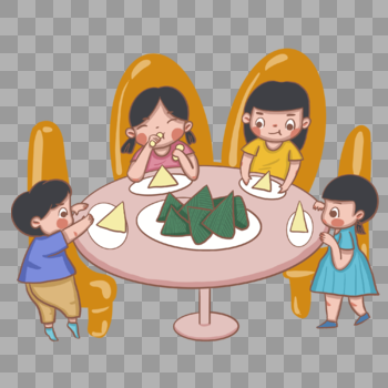 围着桌子吃粽子的孩子图片素材免费下载