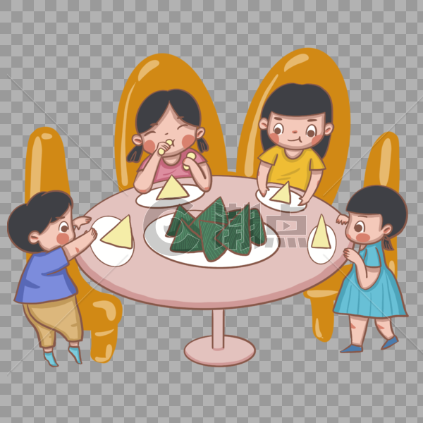 围着桌子吃粽子的孩子图片素材免费下载