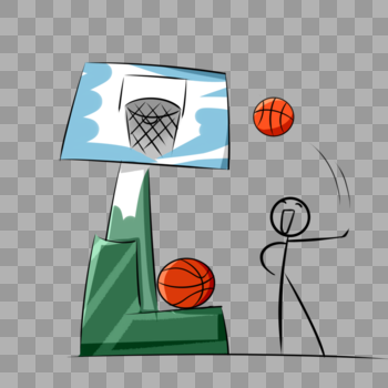 篮球板投篮运动火柴人图片素材免费下载